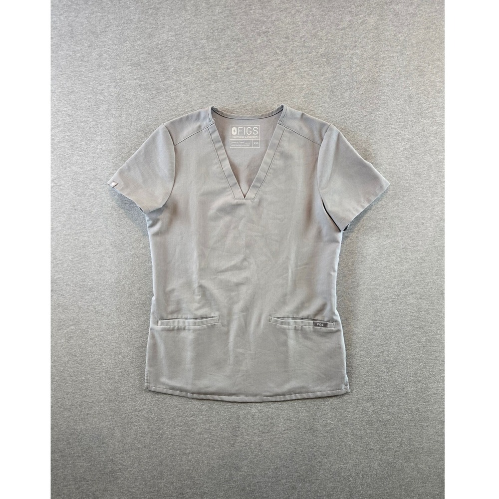 FIGS Casma Three-Pocket Scrub Top Womens XXS Cement Gray Nurse Medical  FW1100